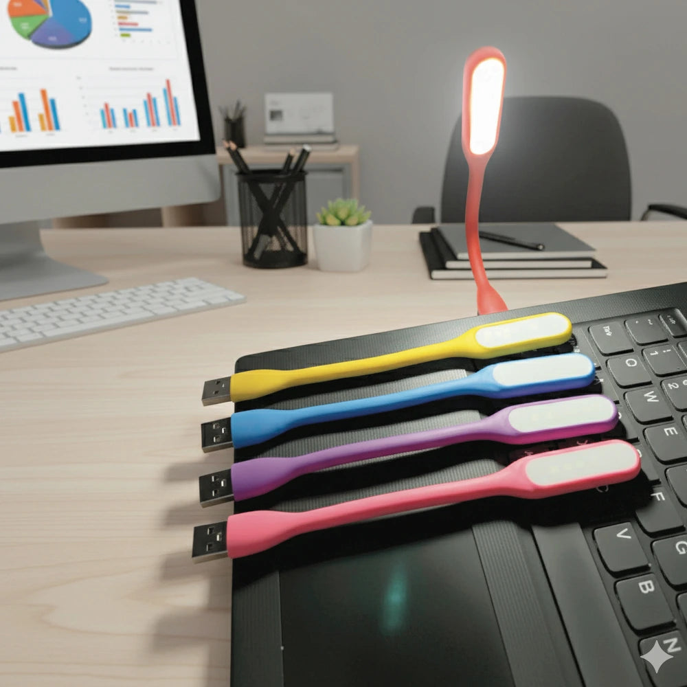 Pack of 2 USB LED Flexible Reading Lamp – Portable Plug & Play Night Light for Laptop, PC, Study, Travel Infographic