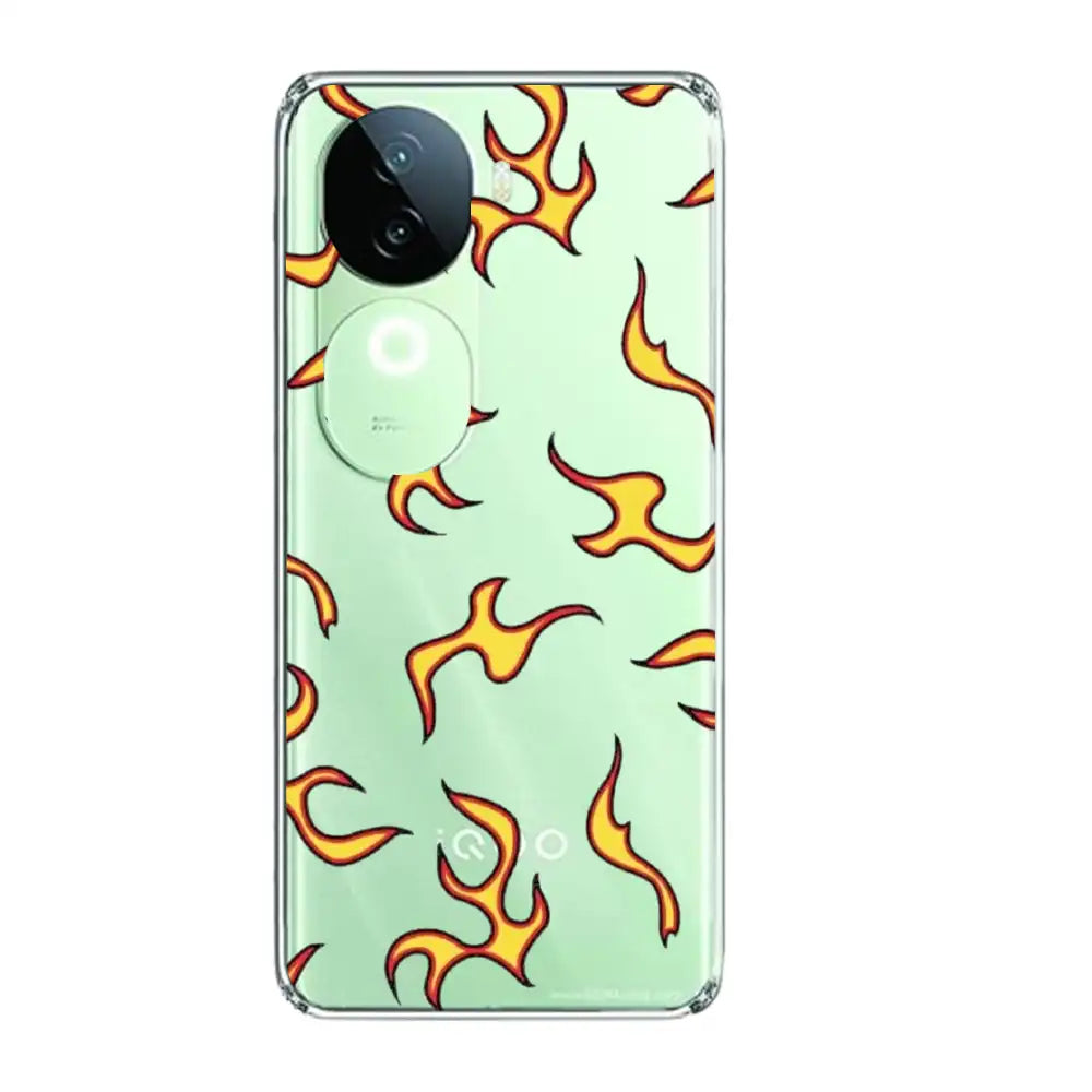 Orange Mini Flames - Clear Printed Silicone Case For IQOO Infographic