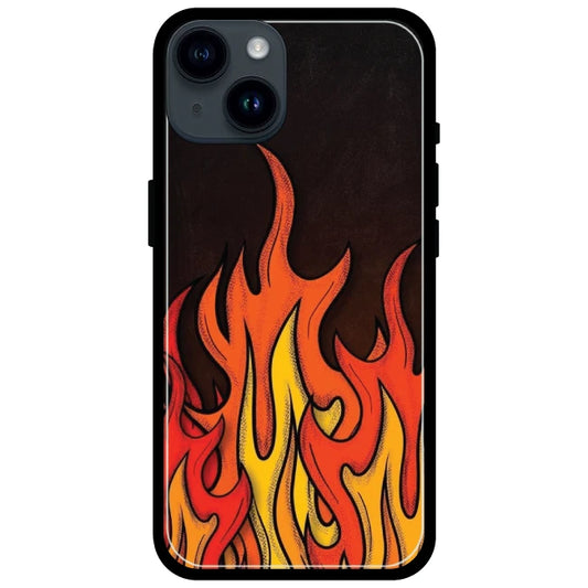 Flames -  Glossy Metal Silicone Case For Apple iPhone Models apple iphone 15 