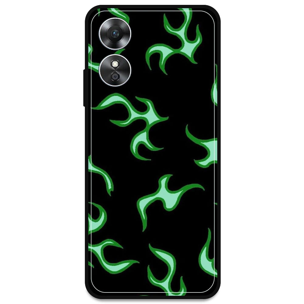 Green Flames - Armor Case For Oppo Models Oppo A17