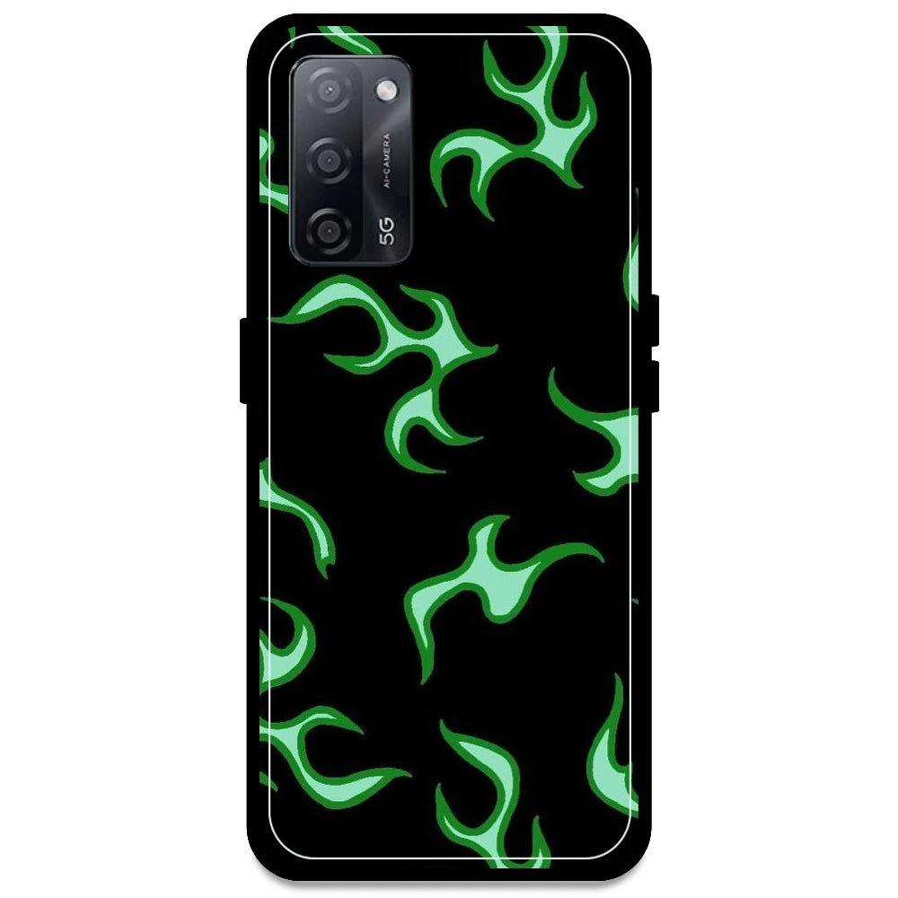 Green Flames - Armor Case For Oppo Models Oppo A53s 5G