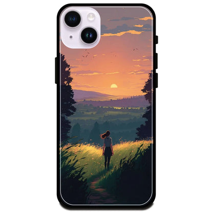 Girl And The Mountains - Glossy Metal Silicone Case For Apple iPhone Models