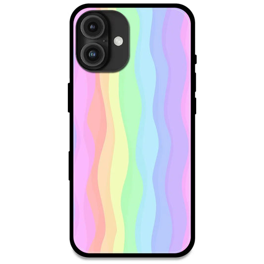 Pastel Rainbows - Glossy Metal Silicone Case For Apple iPhone 16 Models