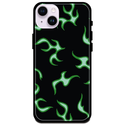Green Flames -  Glossy Metal Silicone Case For Apple iPhone Models