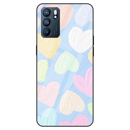 Pastel Hearts - Glass Case For Oppo Models