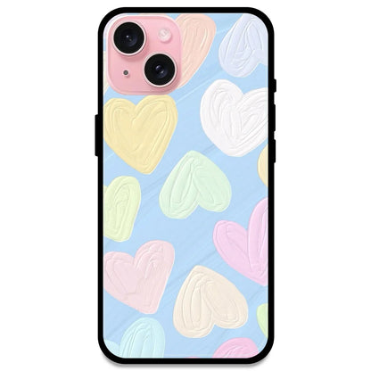 Pastel Hearts - Glossy Metal Silicone Case For Apple iPhone Models Apple iPhone 15