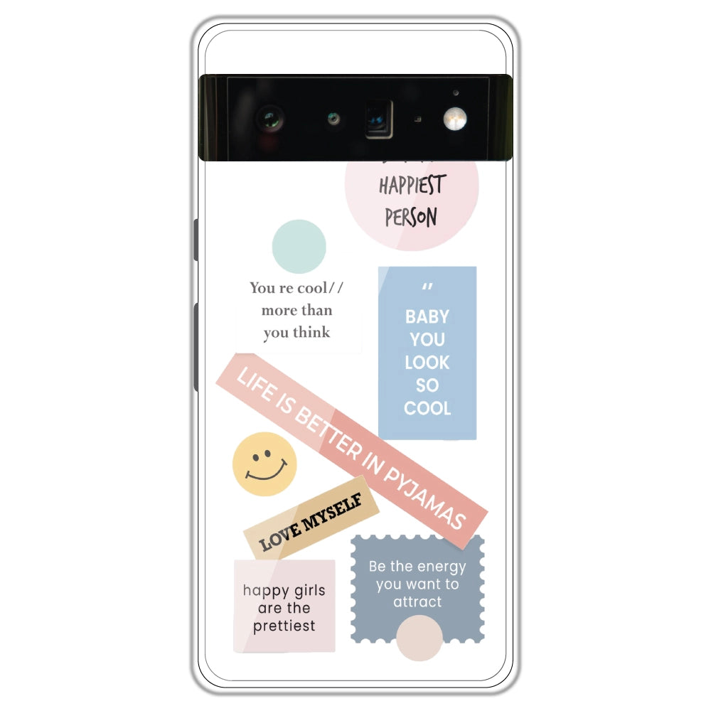 Be Happy - Clear Printed Case For Google Models Google pixel 6 Pro
