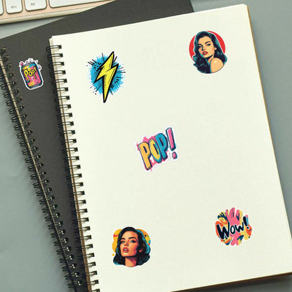 Pop Art Diva Sticker Bundle – 46 Waterproof Aesthetic Stickers for Phone Cases, Clear Covers, Journals, Scrapbooks & More