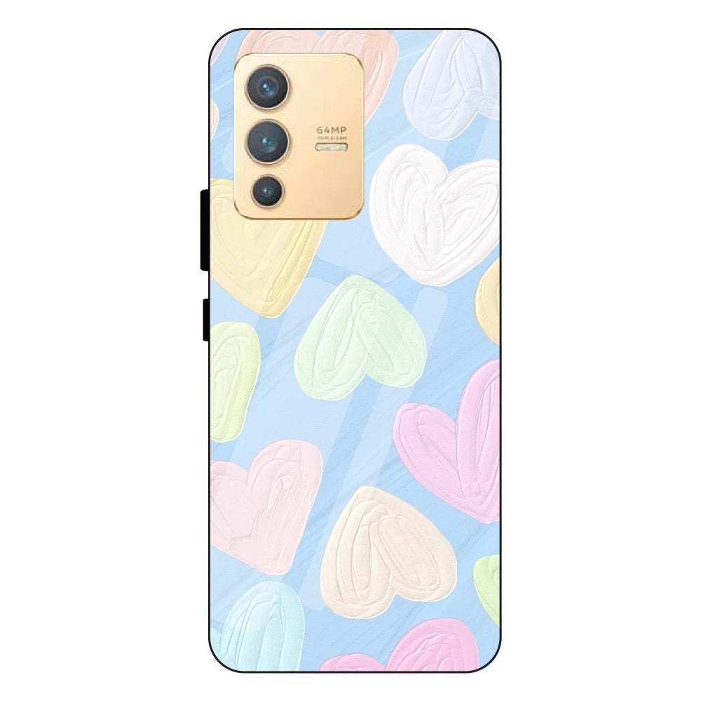 Pastel Hearts - Glass Case For Vivo Models