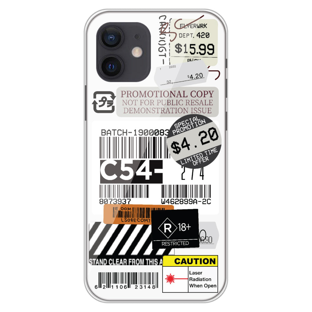 Labels - Clear Printed Case For iPhone Models iphone 12