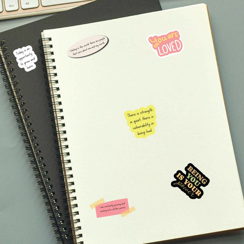 Motivational Sticker Bundle – 45 Waterproof Aesthetic Stickers for Phone Cases, Clear Covers, Journals, Scrapbooks & More
