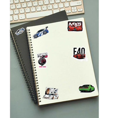  Car Racing Stickers Pack – 40 Supercar Waterproof Stickers Infographic