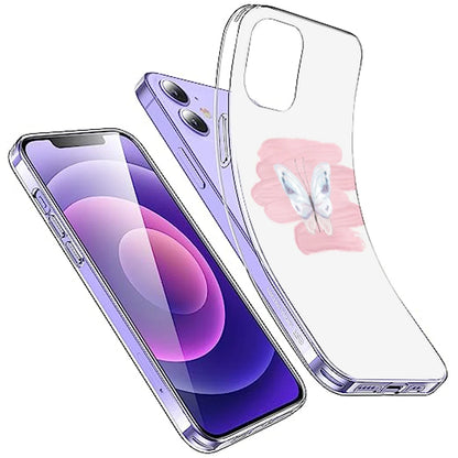 Minimal Butterfly Blush Art - Printed Silicone Case For Apple iPhone Infographic