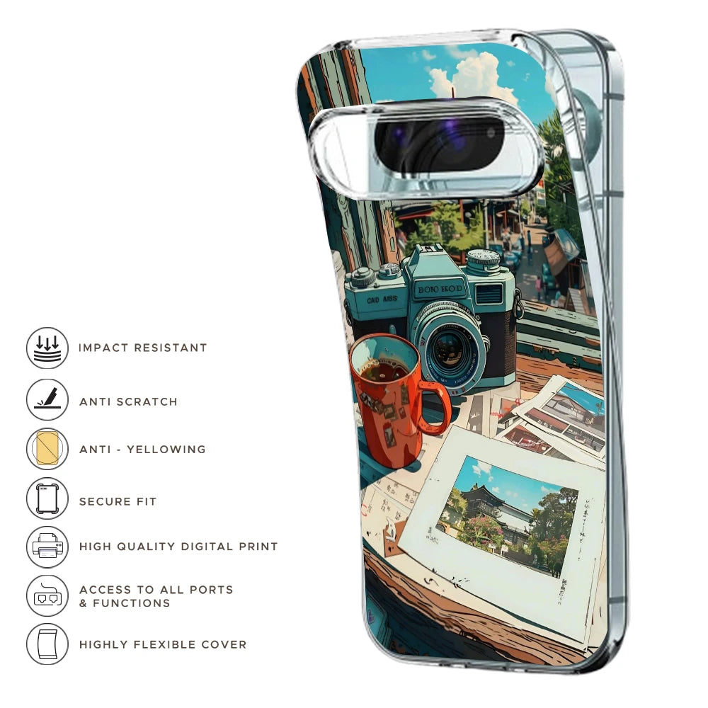 Vintage Camera - Printed Silicone Case For Google Pixel Infographic