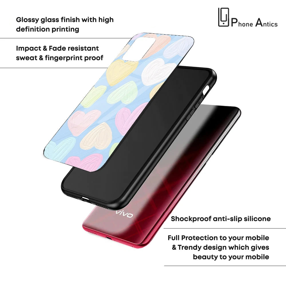 Pastel Hearts - Glass Case For Oppo Models infographic