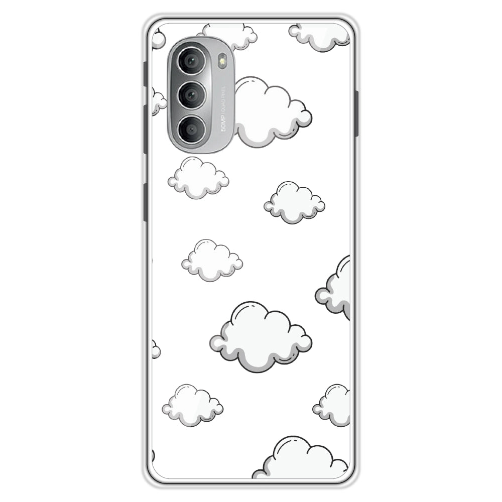 Clouds - Clear Printed Silicon Case For Motorola Models