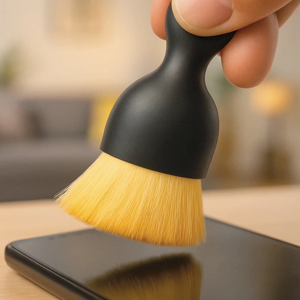 Multipurpose Equipment Cleaning Brush with Protective Case – Soft Bristles for Dust & Debris Infographic
