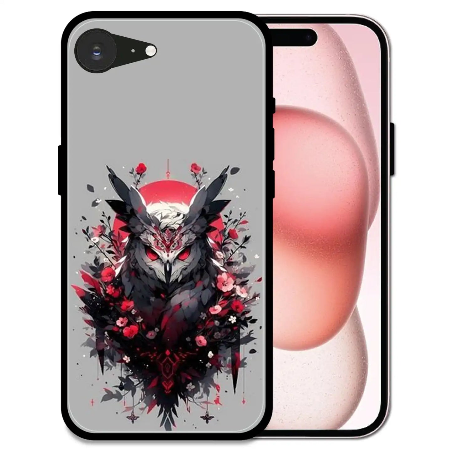 'Crimson Owl Mystique - Glossy Metal Silicone Case For Apple iPhone 16e