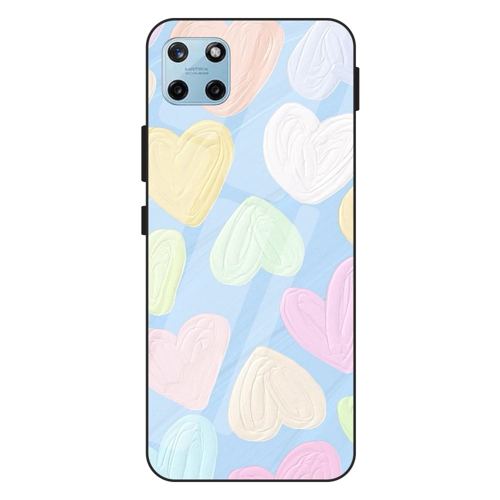 Pastel Hearts - Glass Case For Realme Models