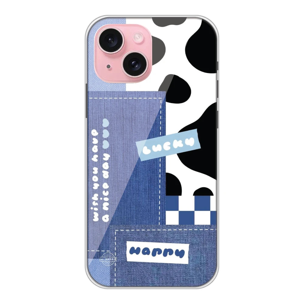Cow Print Collage - Silicone  Case For Apple iPhone Models Apple iPhone 15
