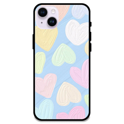 Pastel Hearts - Glossy Metal Silicone Case For Apple iPhone Models- Apple iPhone 14 Plus