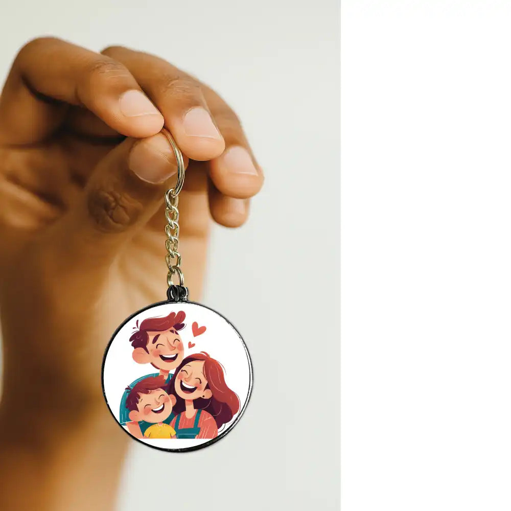 Customize Your Own Keychain – Personalized Double-Sided Printed Keychain Circle Silver Infographic