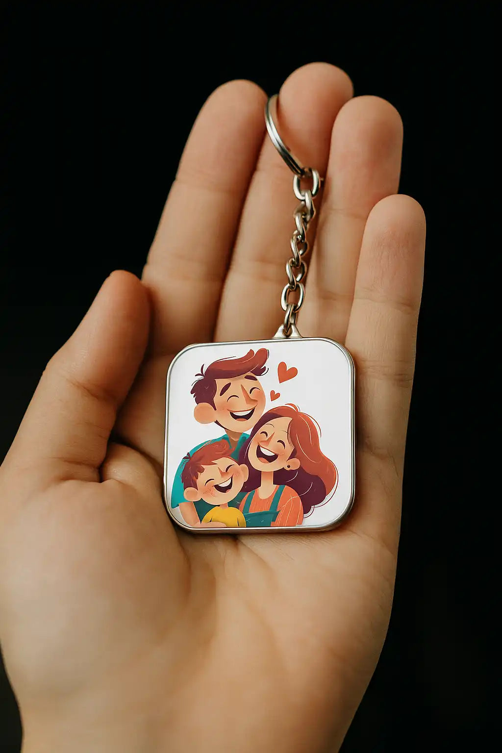 Customize Your Own Keychain – Personalized Double-Sided Printed Keychain Silver Square Infographic