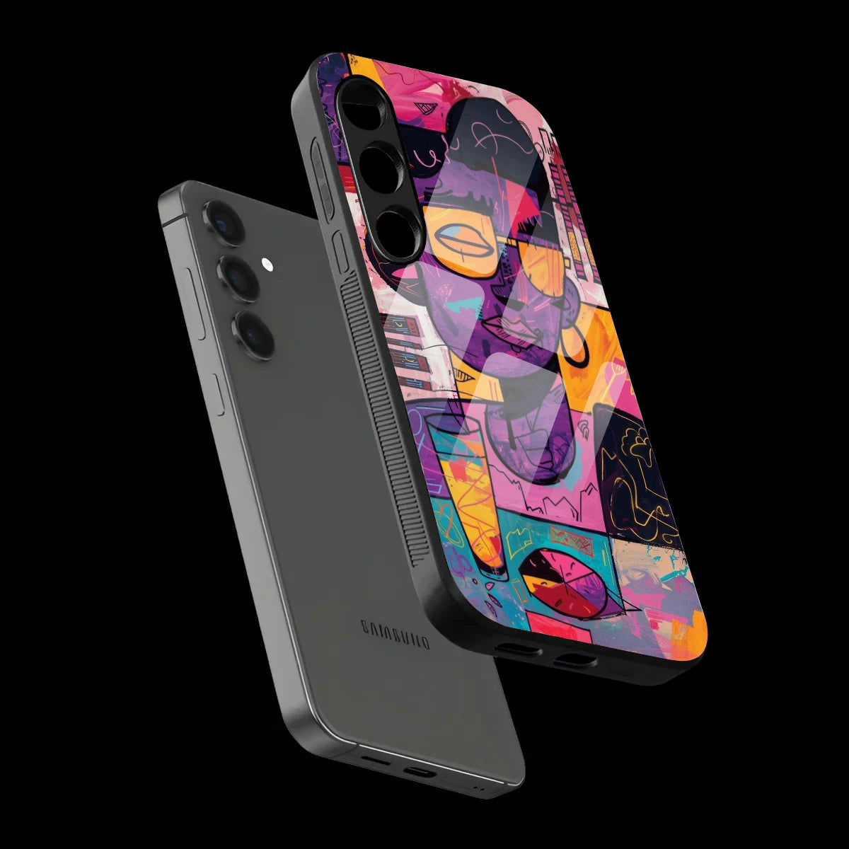 Abstract Neon Portrait - Glass Case For Samsung Galaxy Infographic