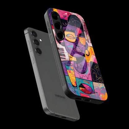 Abstract Neon Portrait - Glass Case For Samsung Galaxy Infographic