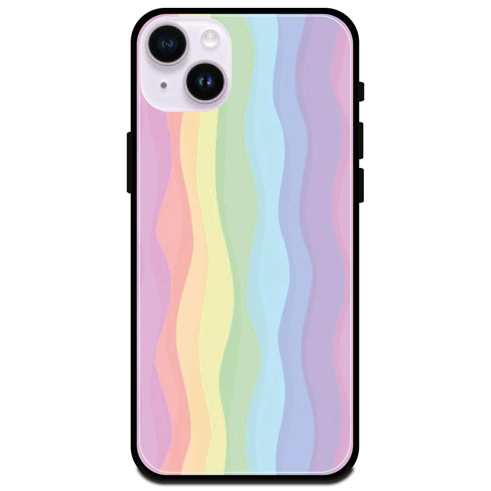 Pastel Rainbows - Glossy Metal Silicone Case For Apple iPhone Models- Apple iPhone 15 Plus