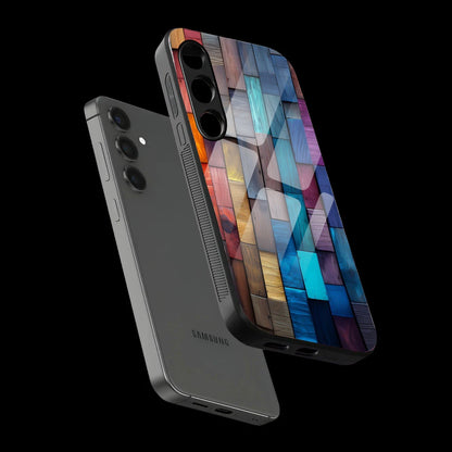 Color Block Wood Texture - Glass Case For Samsung Galaxy Infographic