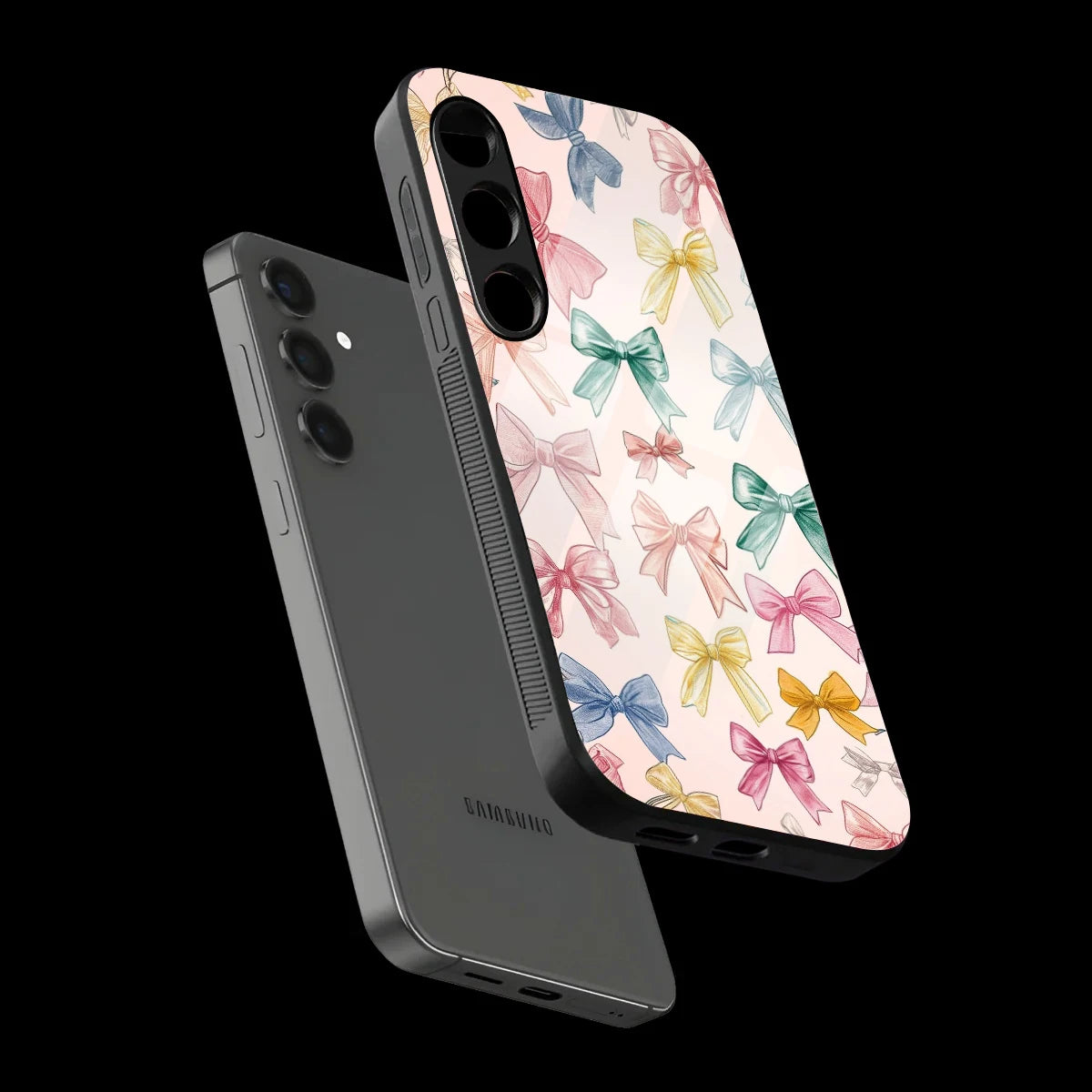 Pastel Bow Pattern - Glass Case For Samsung Galaxy Infographic
