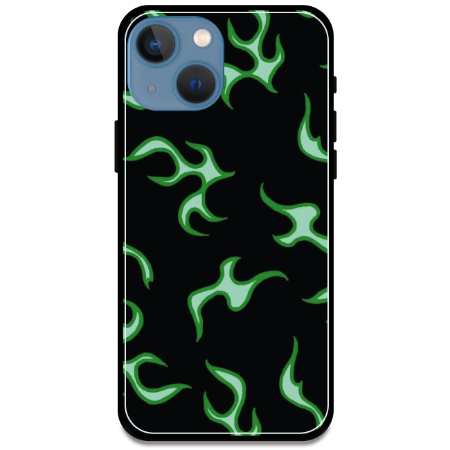 Green Flames -  Armor Case For Apple iPhone Models iphone 13 mini