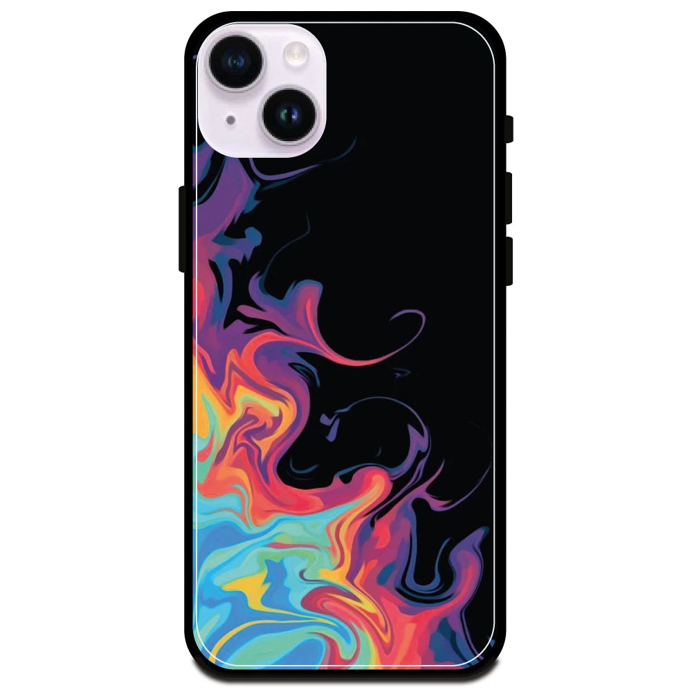 Rainbow Watermarble - Glossy Metal Silicone Case For Apple iPhone Models- Apple iPhone 15 Plus