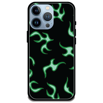 Green Flames -  Armor Case For Apple iPhone Models iphone 14 pro max