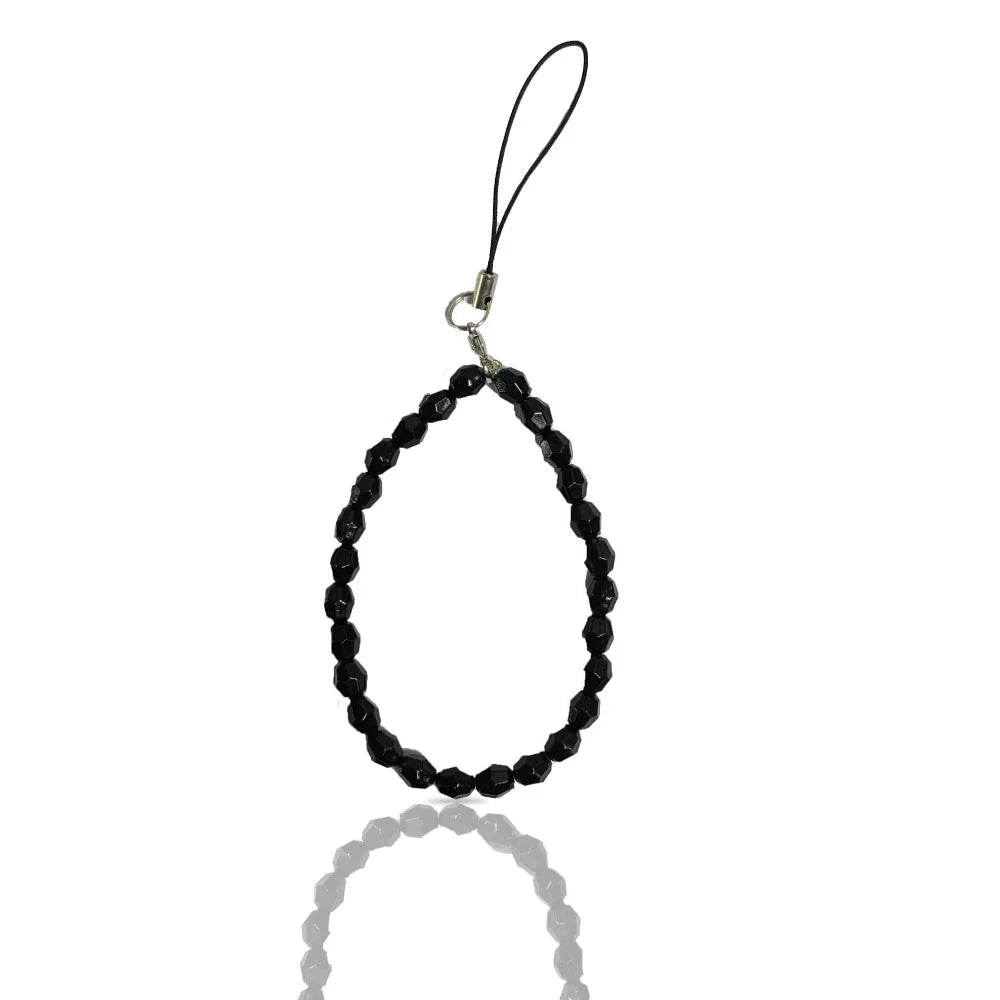 Black Crystals - Mini Round Phone Charm