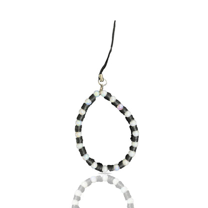 Black Clay Beads With Pearls - Mini Round Phone Charm