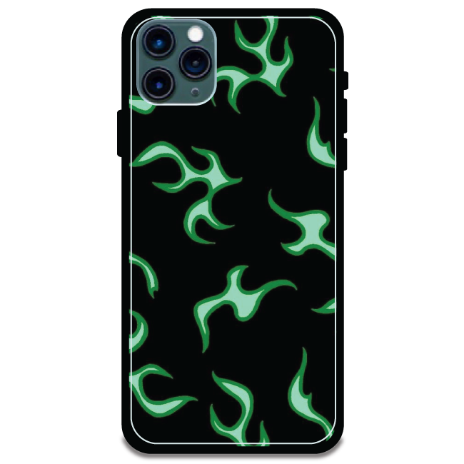 Green Flames -  Armor Case For Apple iPhone Models iphone 11 pro