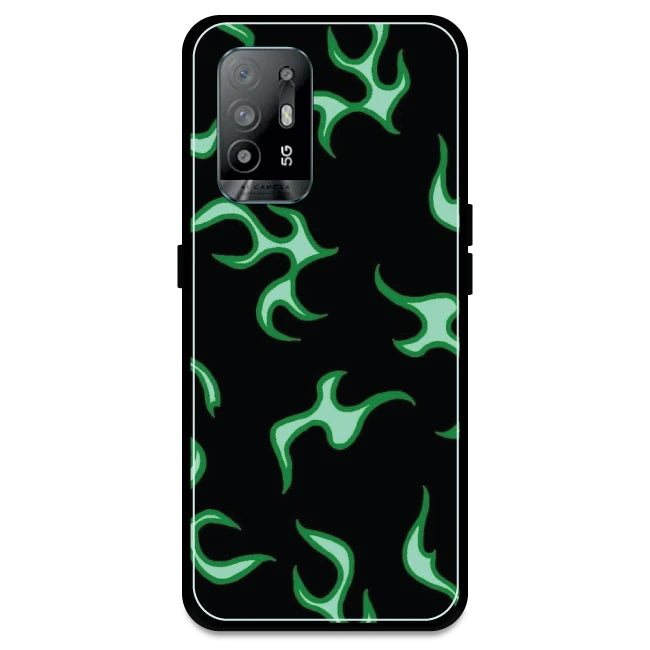 Green Flames - Armor Case For Oppo Models Oppo A94 5G