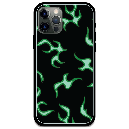 Green Flames -  Armor Case For Apple iPhone Models iphone 12 pro max