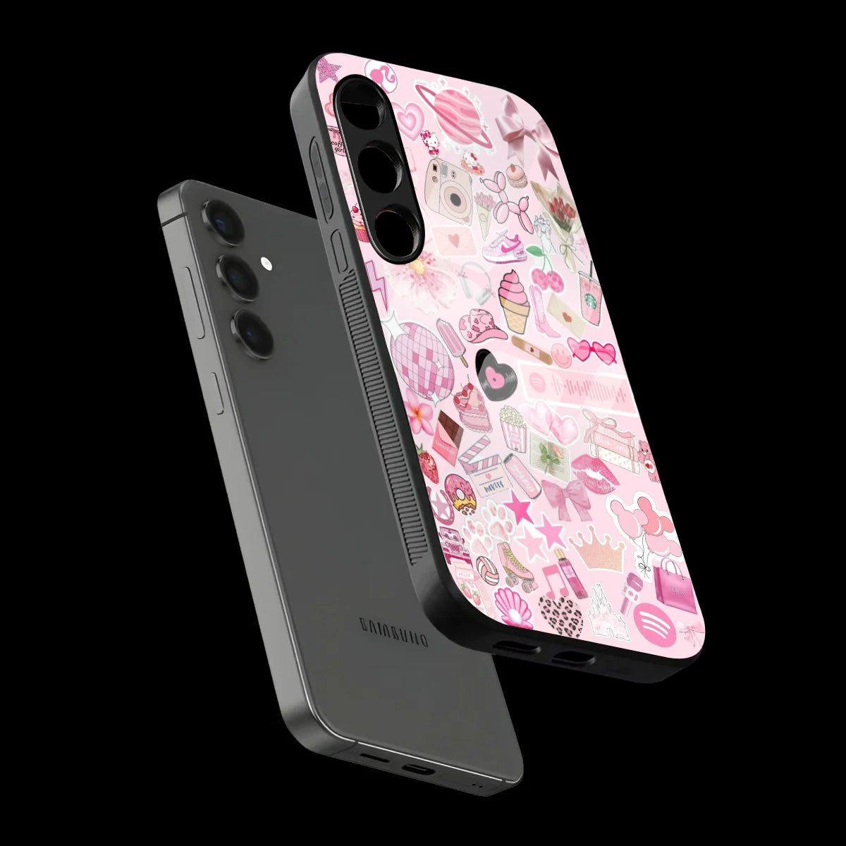 Pink Pop Aesthetic Collage - Glass Case For Samsung Galaxy Infographic