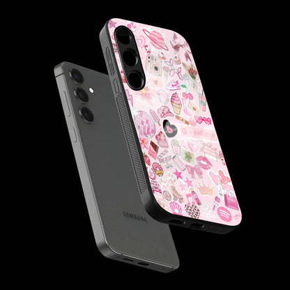Pink Pop Aesthetic Collage - Glass Case For Samsung Galaxy Infographic