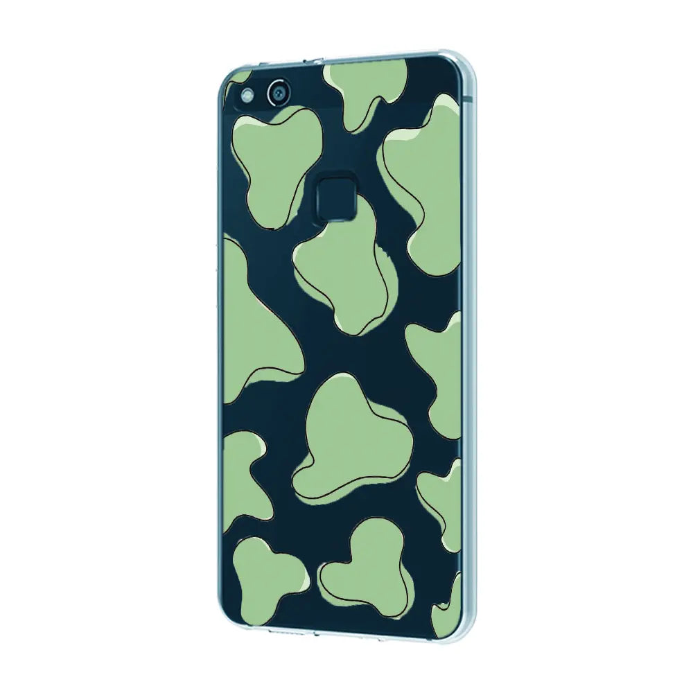 Green Cow Print - Clear Printed Silicone Case For Apple iPhone Models infographic