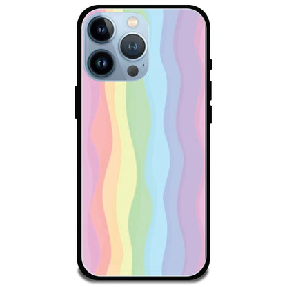 Pastel Rainbows - Glossy Metal Silicone Case For Apple iPhone Models- Apple iPhone 15 Pro Max