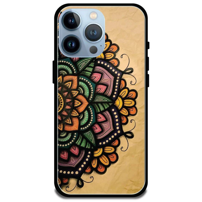 Mandala Art - Glossy Metal Silicone Case For Apple iPhone Models- Apple iPhone 15 Pro Max