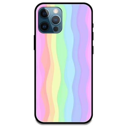 Pastel Rainbows - Glossy Metal Silicone Case For Apple iPhone Models- Apple iPhone 15 Pro