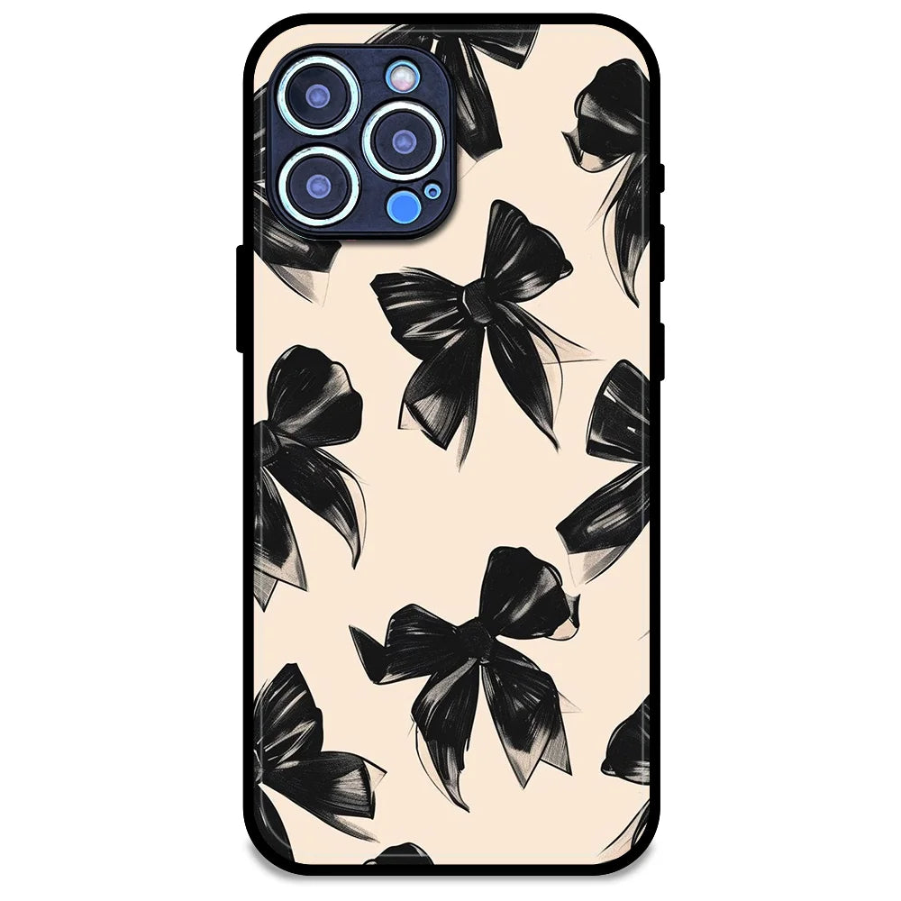 Black Bows - Glossy Metal Silicone Case For Apple iPhone Models