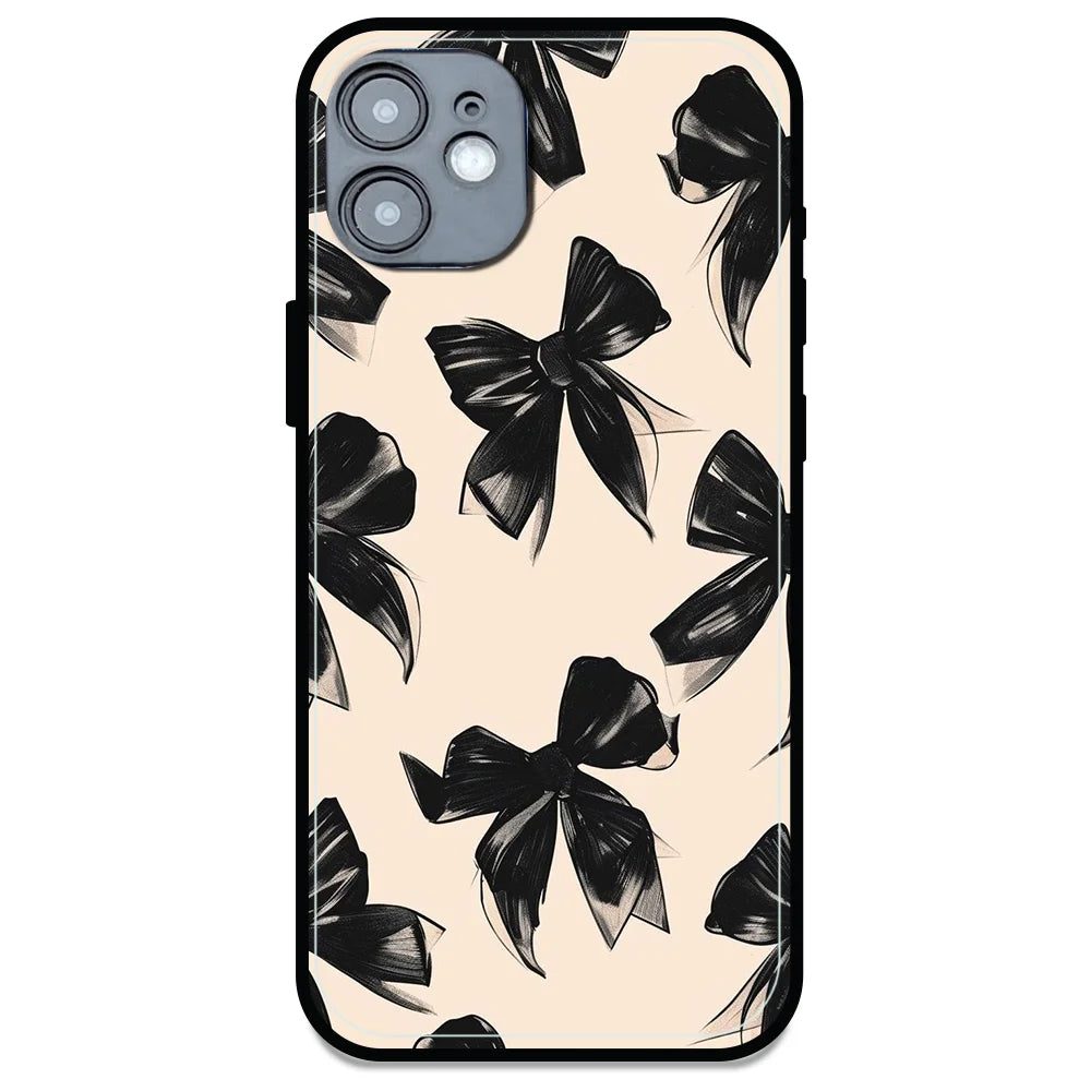 Black Bows - Glossy Metal Silicone Case For Apple iPhone Models