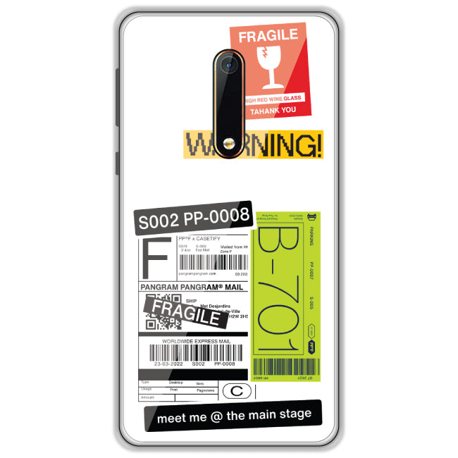 Fragile Labels - Clear Printed Case For Nokia Models nokia 6.1 2018