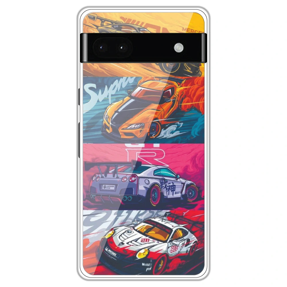 Sports Cars - Clear Printed Case For Google Models google pixel 6A
